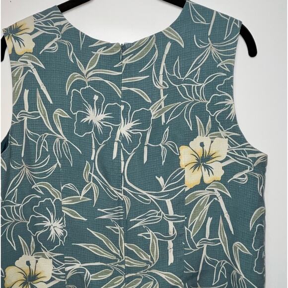Vintage TOMMY BAHAMA Hibiscus Sleeveless Silk Top woman's size large green/blue - Picture 9 of 16